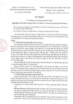 Tờ trình thông qua chủ trương giải thể công ty